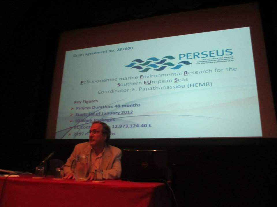 Project Coordinator Dr. Papathanassiou presenting PERSEUS project at the workshop for local stakeholders